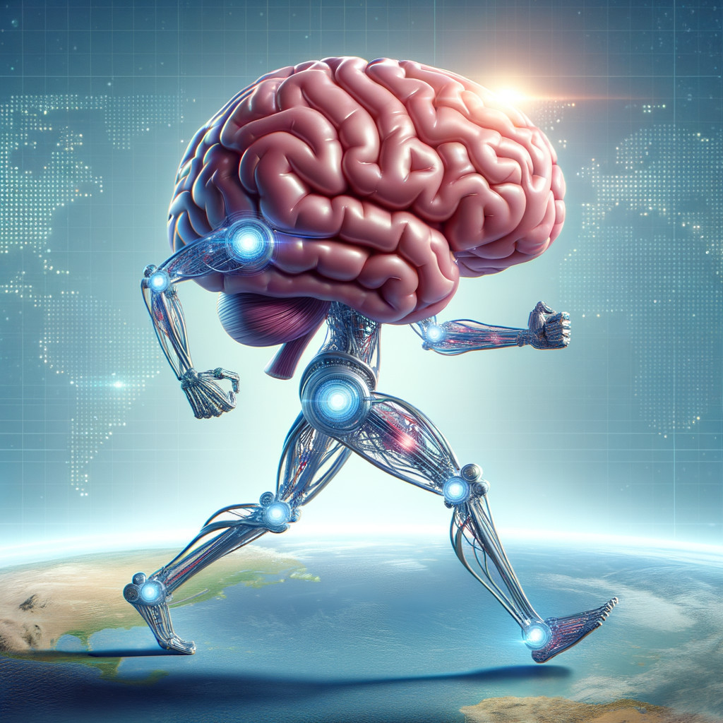 Futuristic Humanoid Figure on a Globe with Digital Map