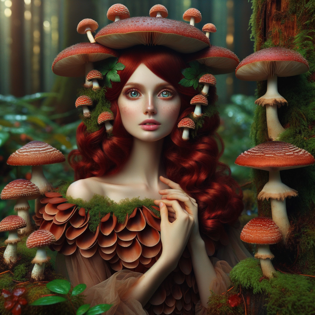Whimsical Forest Scene with Enchanting Young Woman