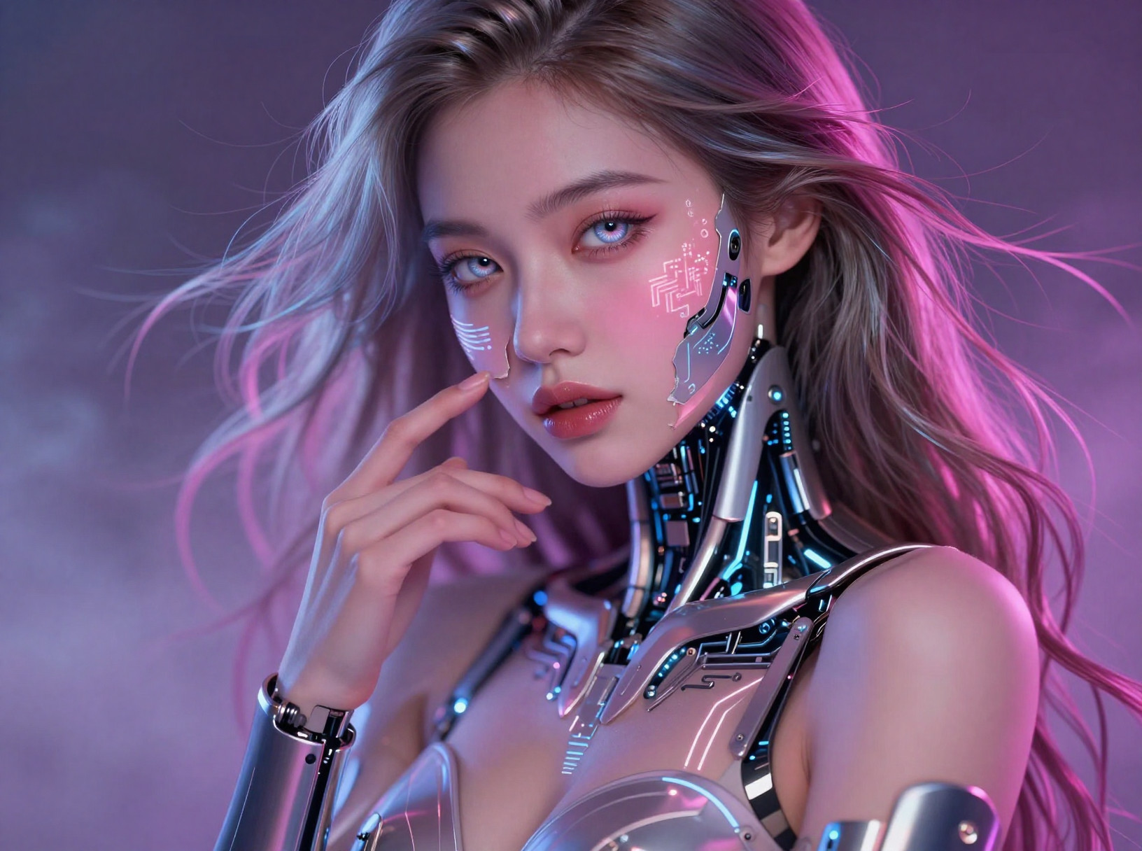 Cinematic Digital Portrait of a Japanese Cybernetic Girl