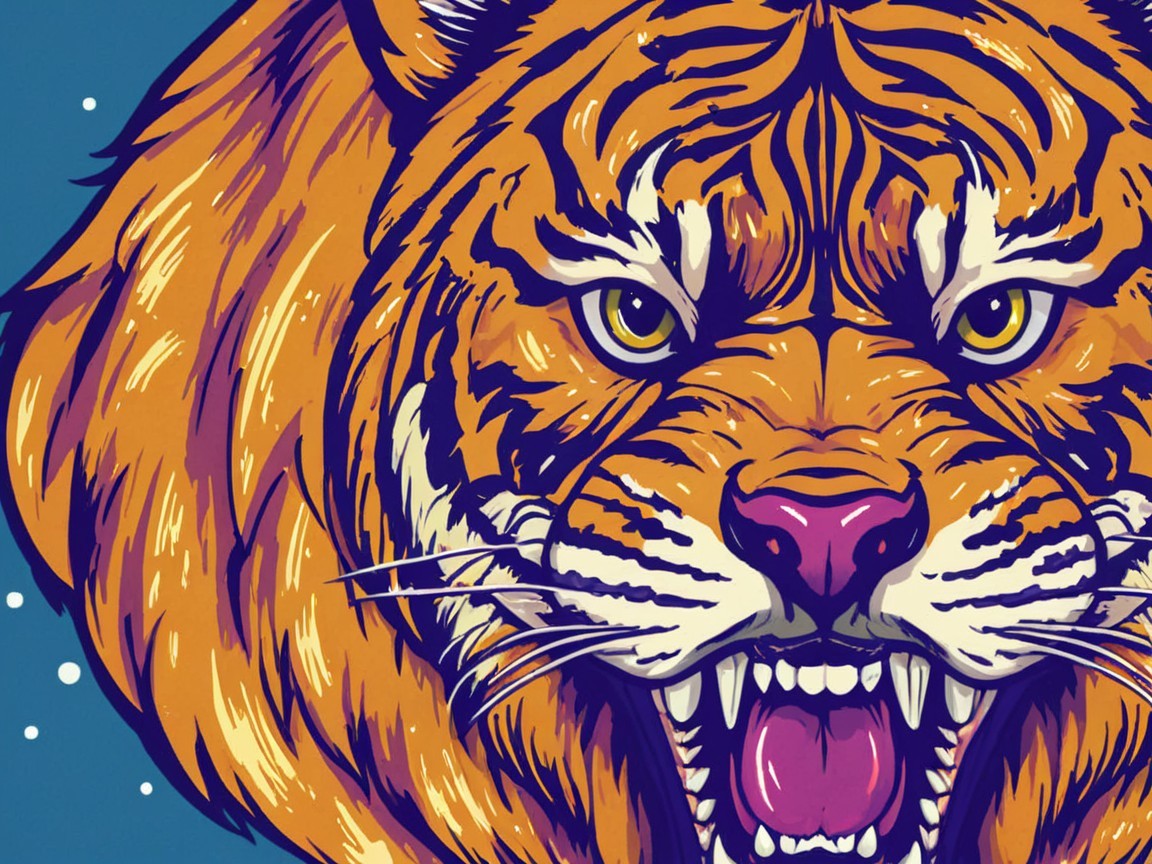 Vibrant Illustration of a Fierce Tiger's Face
