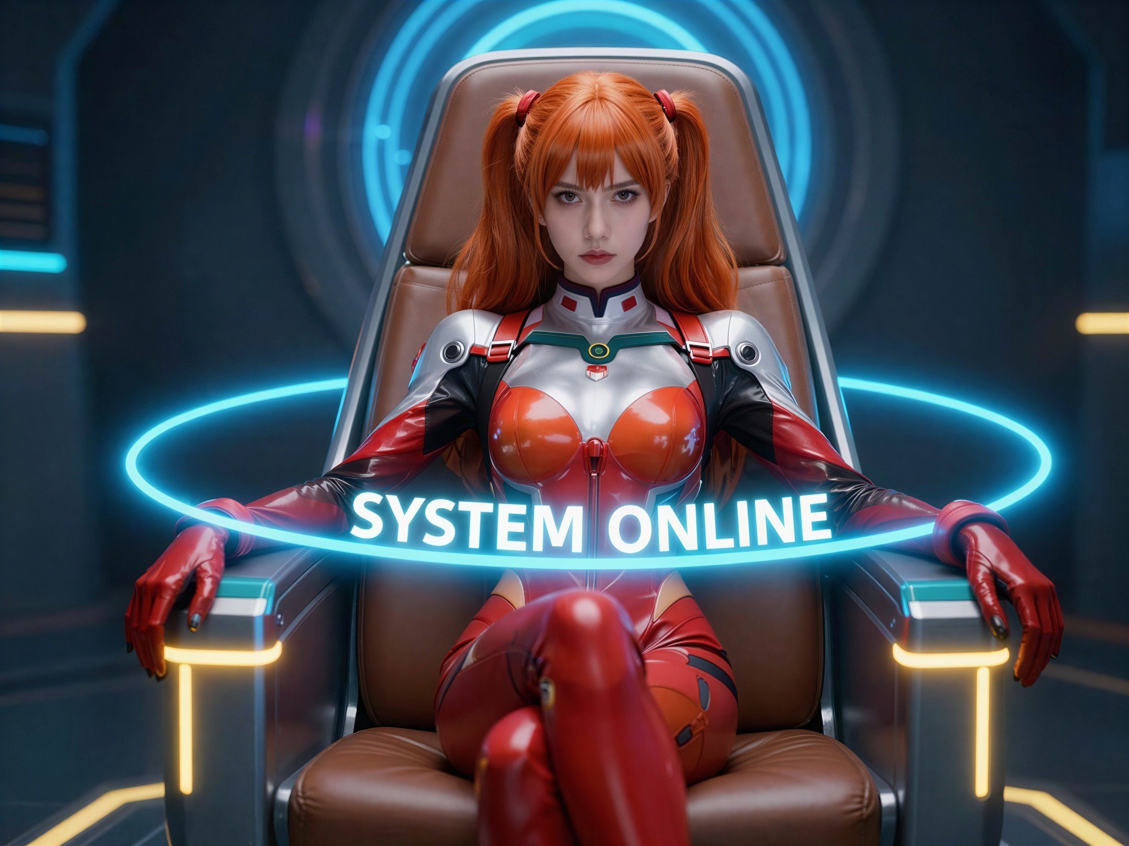 Digital Rendering of Asuka Langley Soryu in Recliner