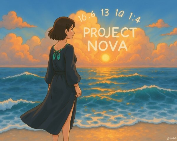 Young woman in dark dress at sunset beach scene