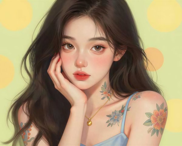 Digital Painting of a Young Woman with Brown Hair