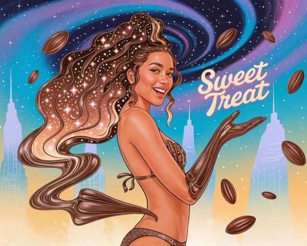 Whimsical Illustration of Woman with Starry Hair