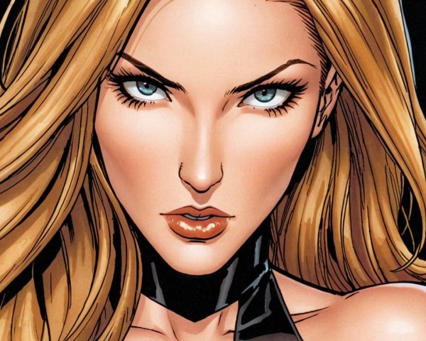 Close-Up of Confident Female Character with Blonde Hair