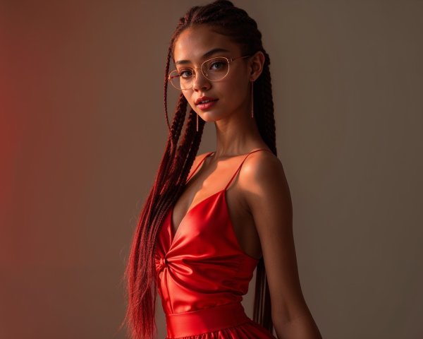 Portrait of a Young Woman in a Red Dress