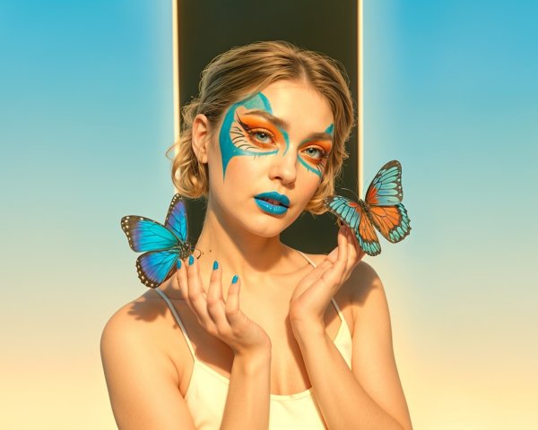 Artistic Makeup Look with Butterfly Wing Design