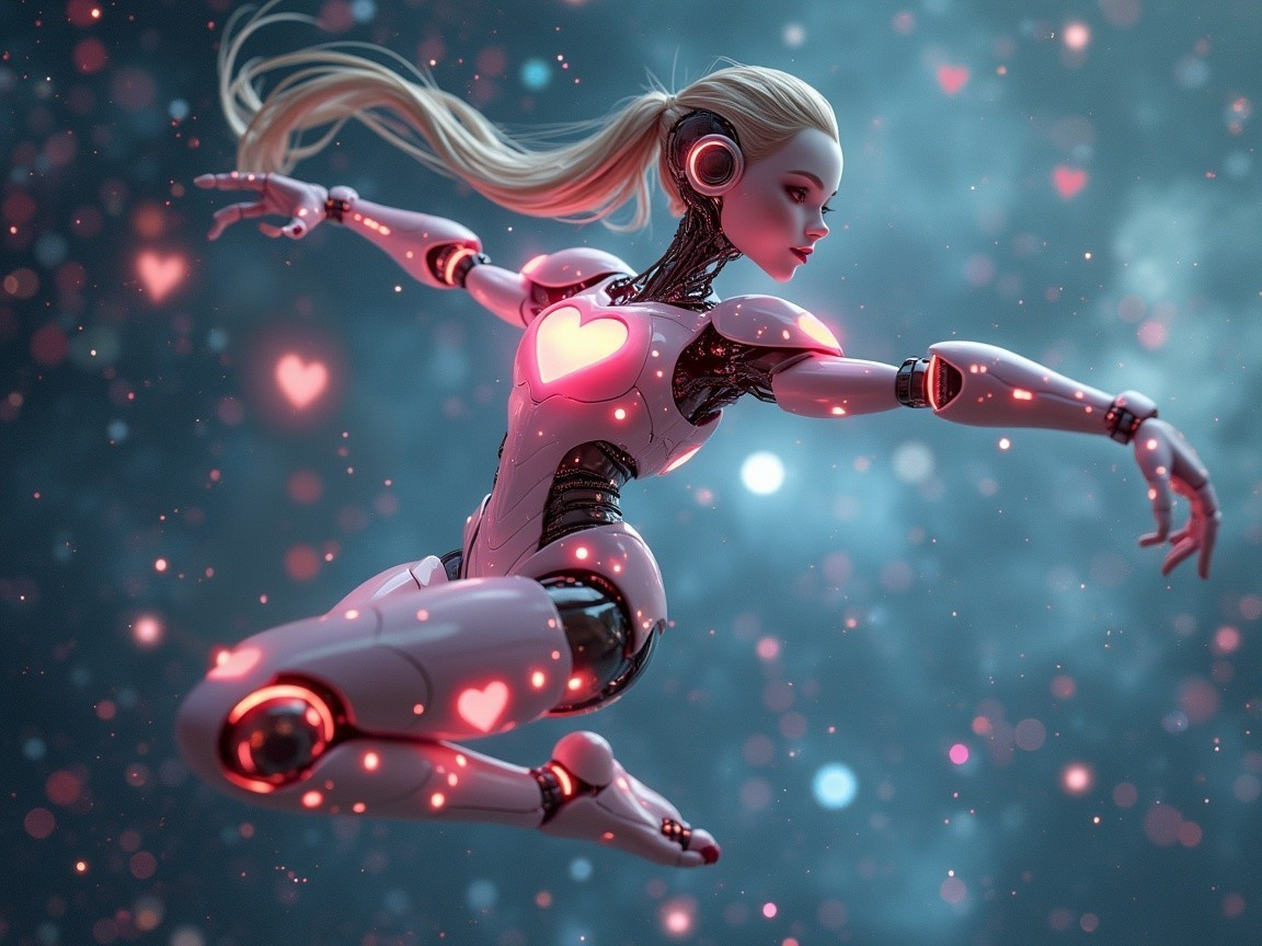Futuristic Humanoid Robot in Ethereal Environment