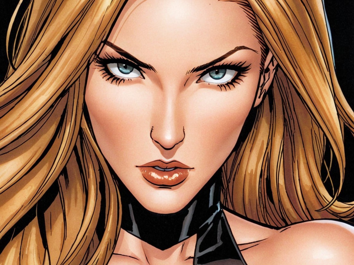 Close-Up of Confident Female Character with Blonde Hair