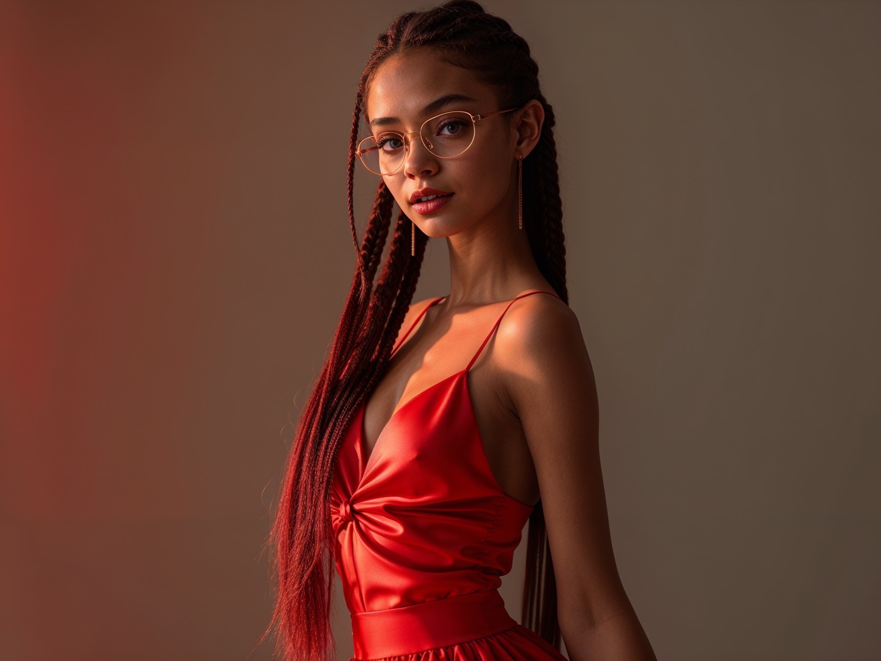 Portrait of a Young Woman in a Red Dress