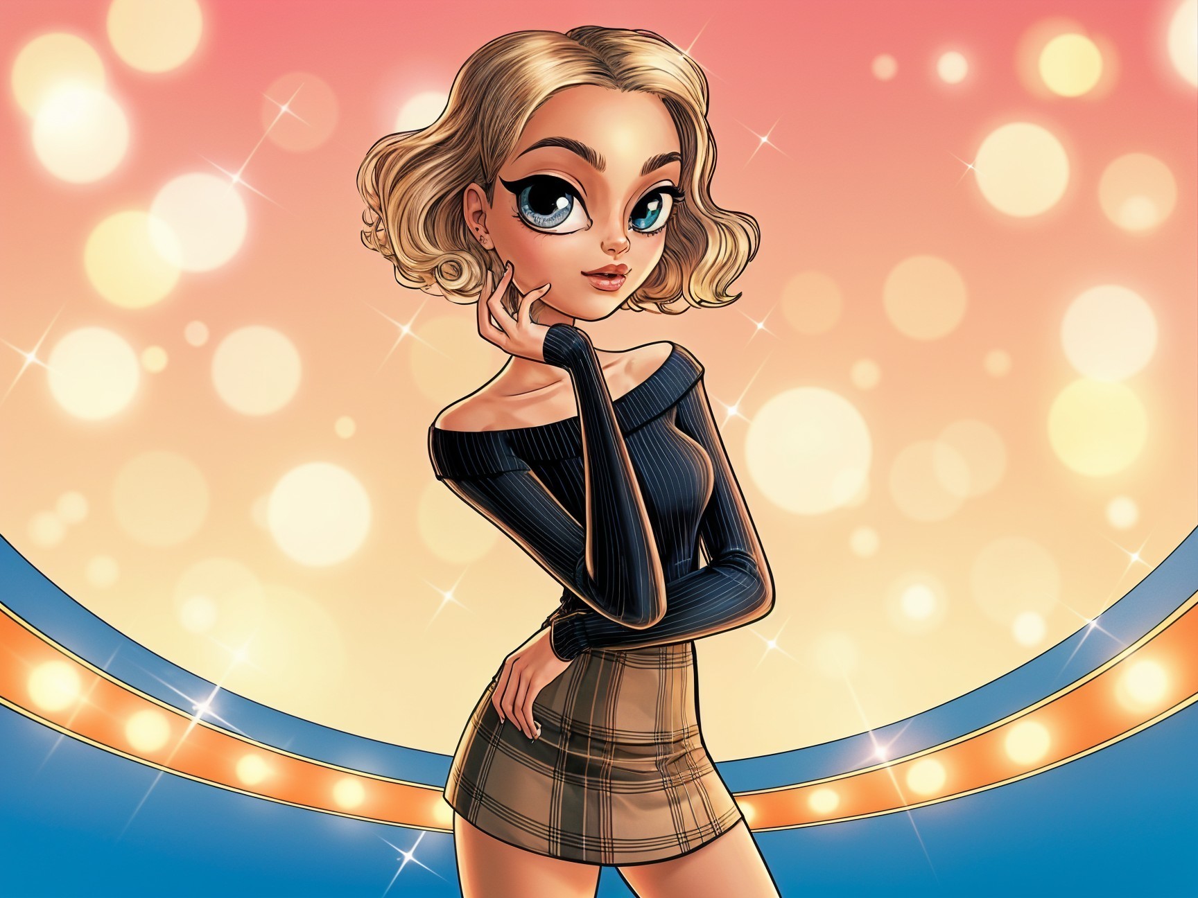 Fashionable Animated Character in Stylish Outfit