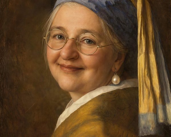 Digital Painting of an Older Woman in Elegant Attire