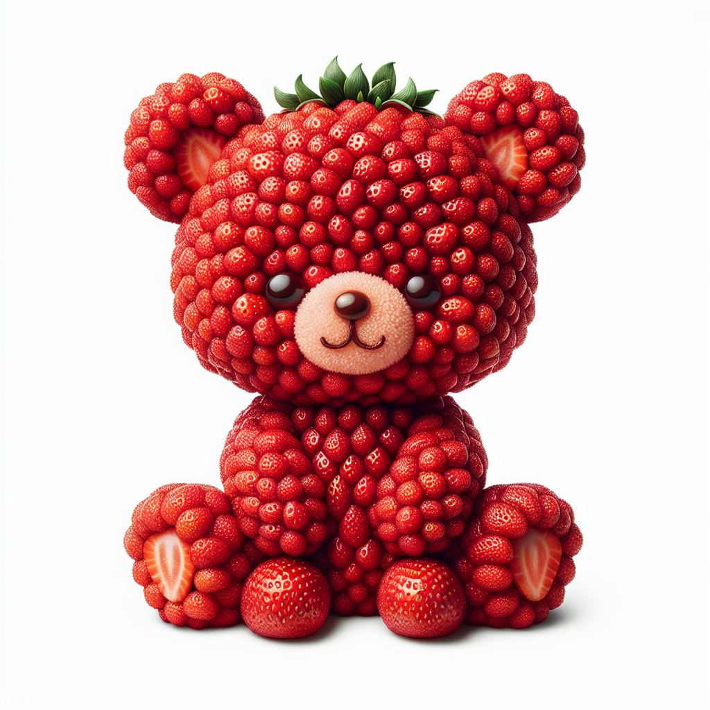 Whimsical Strawberry Teddy Bear Design Description