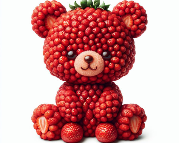 Whimsical Strawberry Teddy Bear Design Description