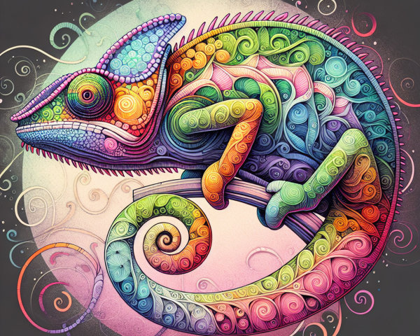 Colorful Chameleon with Intricate Patterns and Designs