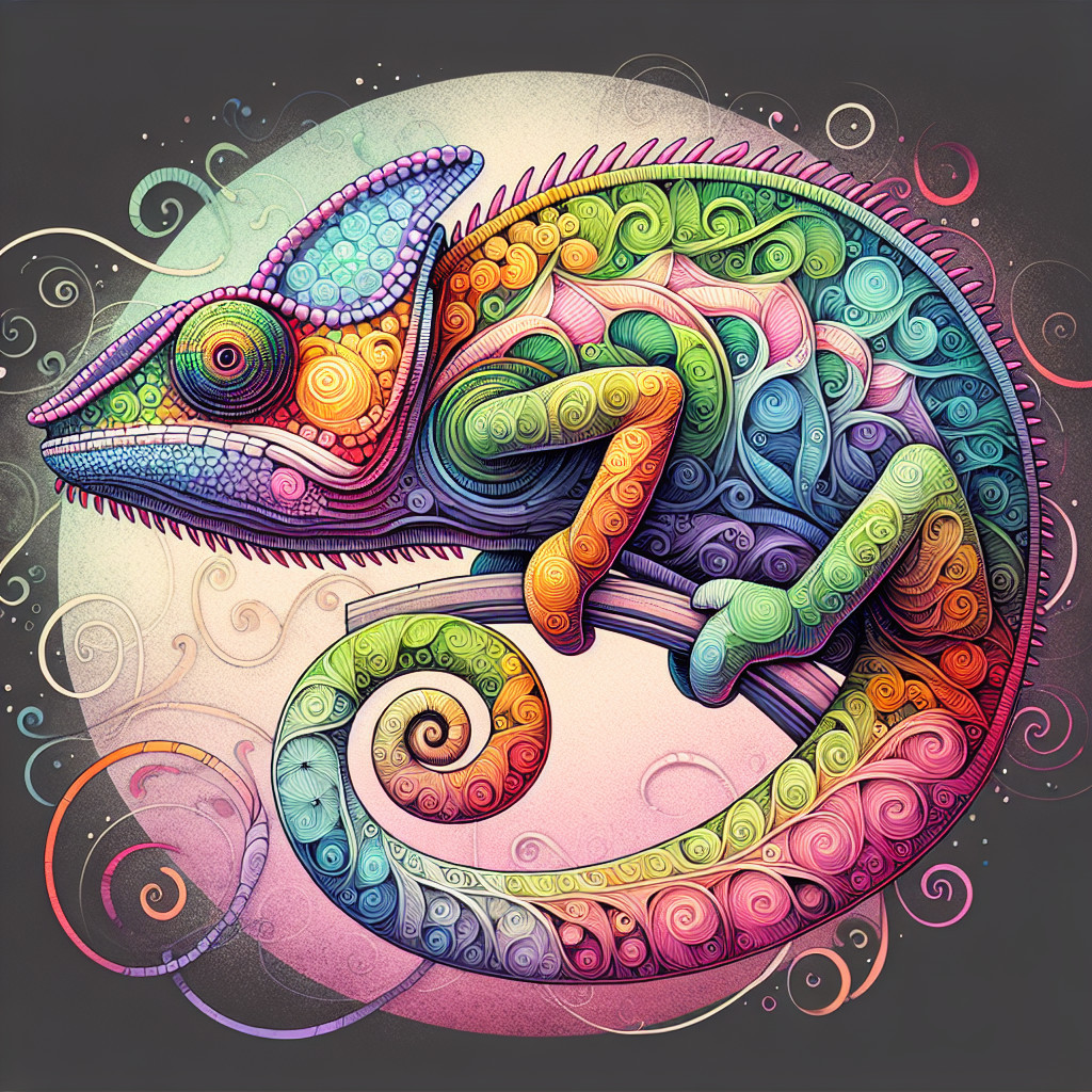 Colorful Chameleon with Intricate Patterns and Designs