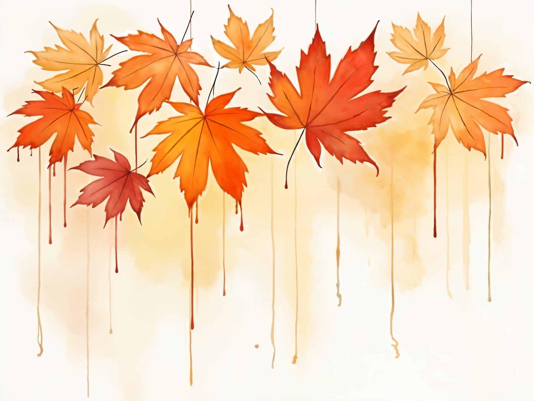 Vibrant Autumn Leaves Watercolor Illustration