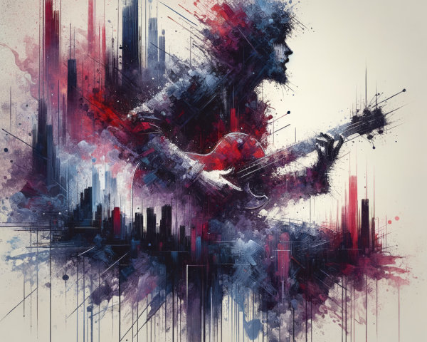 Abstract Representation of a Guitarist in Motion