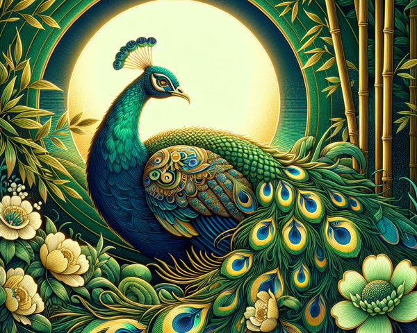 Vibrant Peacock with Intricate Plumage in Nature