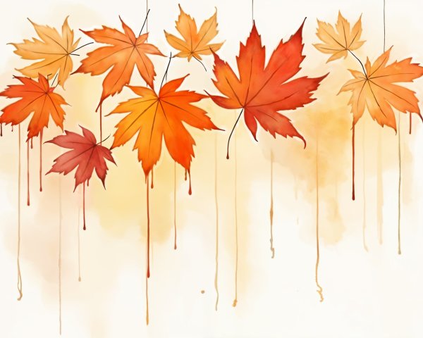 Vibrant Autumn Leaves Watercolor Illustration