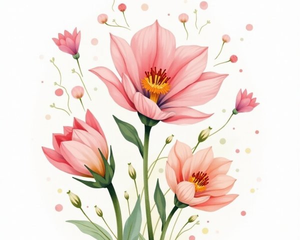 Delicate Pink Flower Arrangement on Light Background