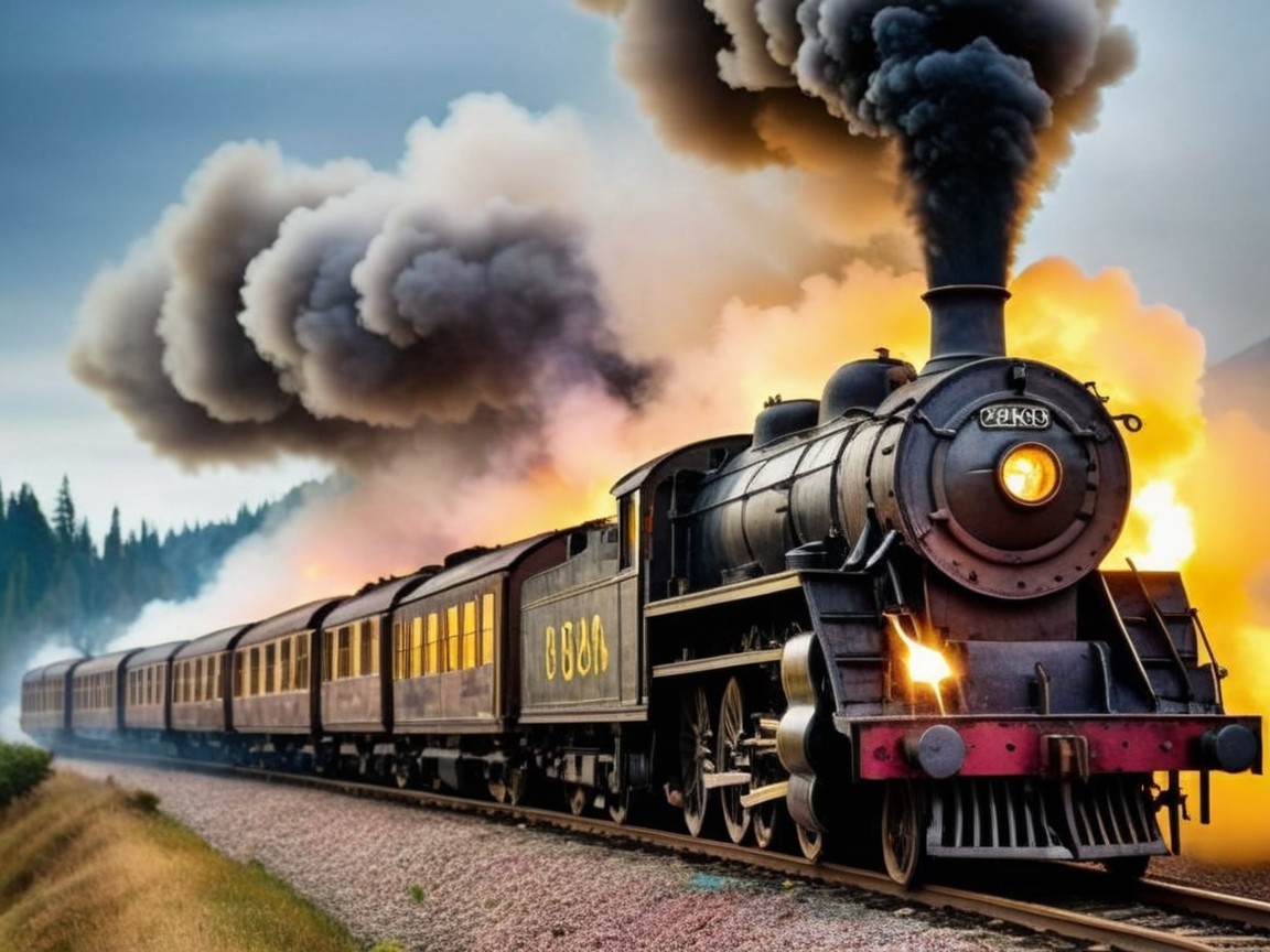 Vintage steam locomotive on a scenic railway journey