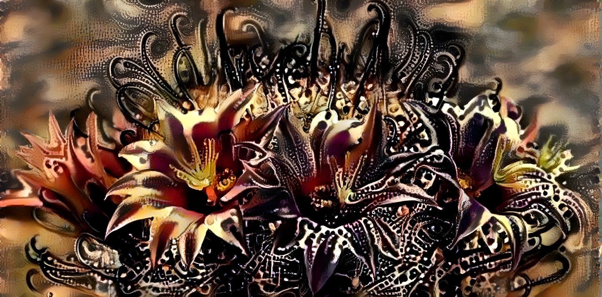Abstract Floral Arrangement with Intricate Patterns