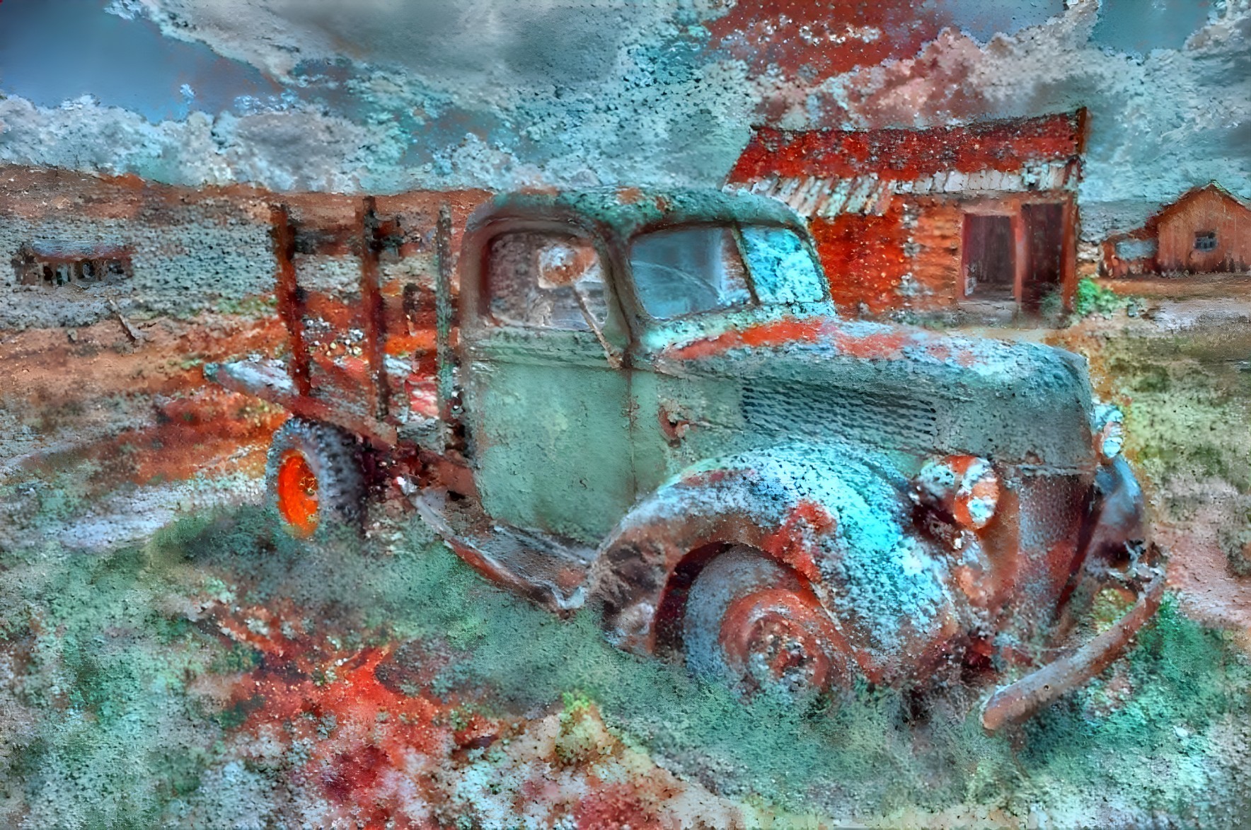 Abandoned Vintage Truck in Deserted Landscape