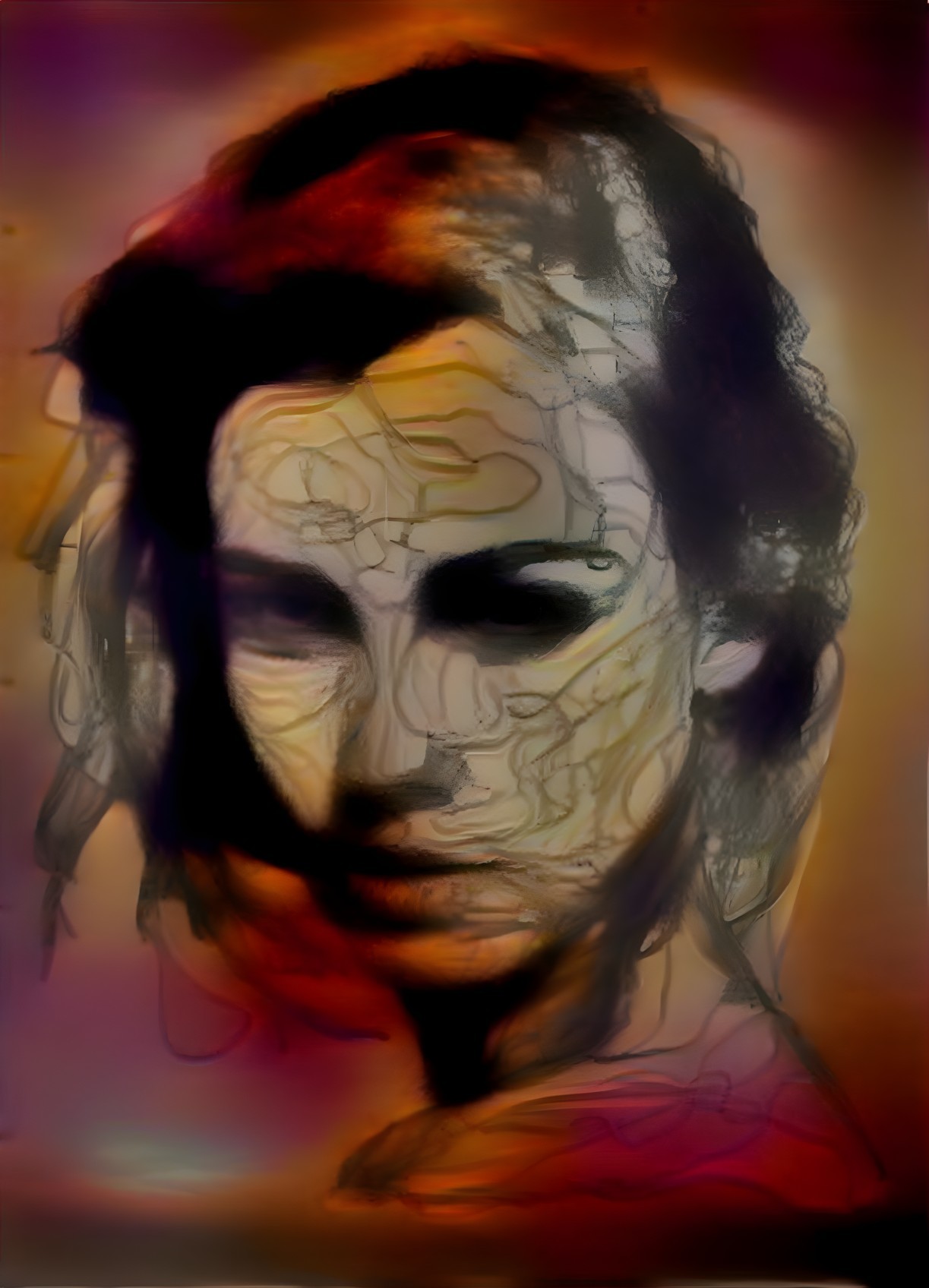 Abstract Portrait of a Woman's Face with Vibrant Colors