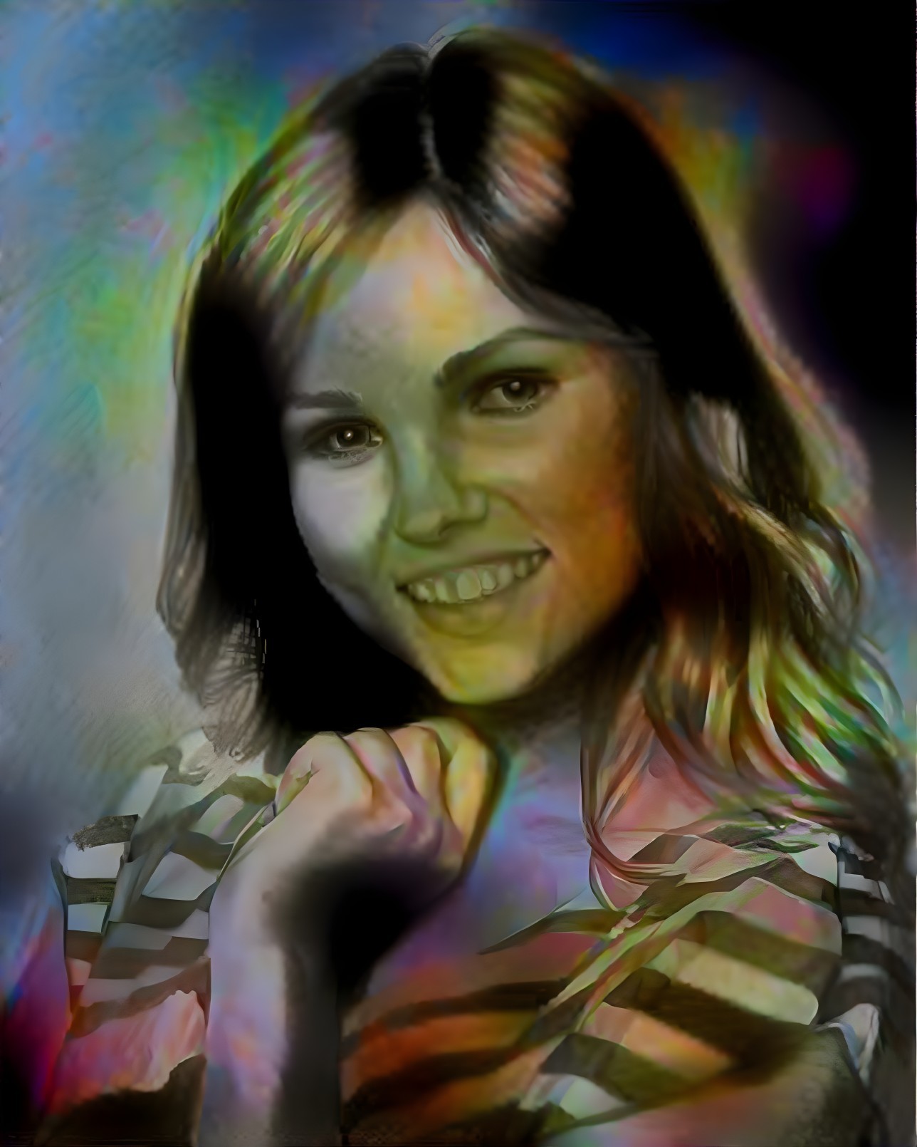 Vibrant Portrait of a Young Girl with Abstract Background