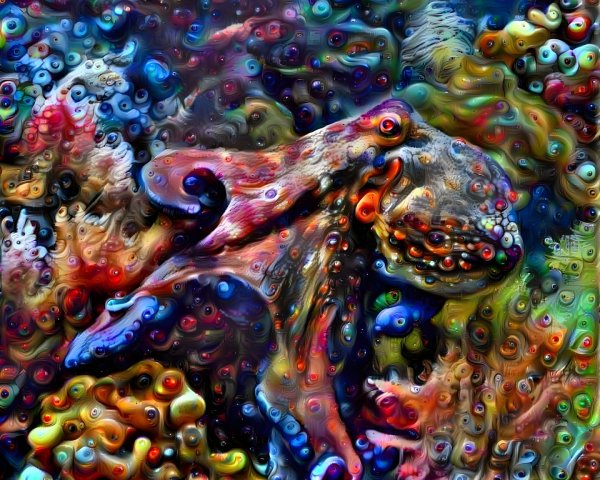 Vibrant Underwater Scene with Colorful Octopus and Coral