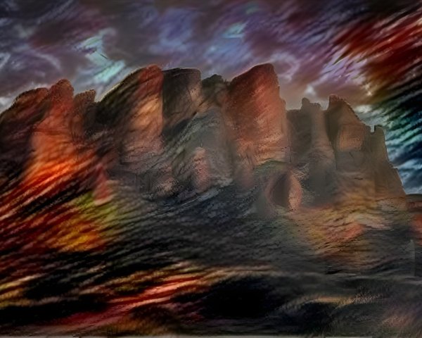 Dramatic Landscape with Towering Rock Formations and Sky