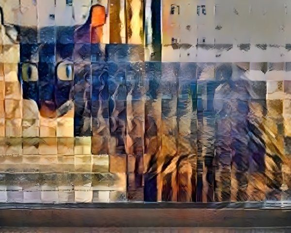 Abstract Composition of a Black and Blue Cat