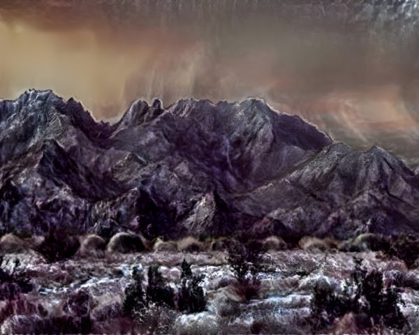 Dramatic Landscape of Rugged Mountains and Ominous Sky