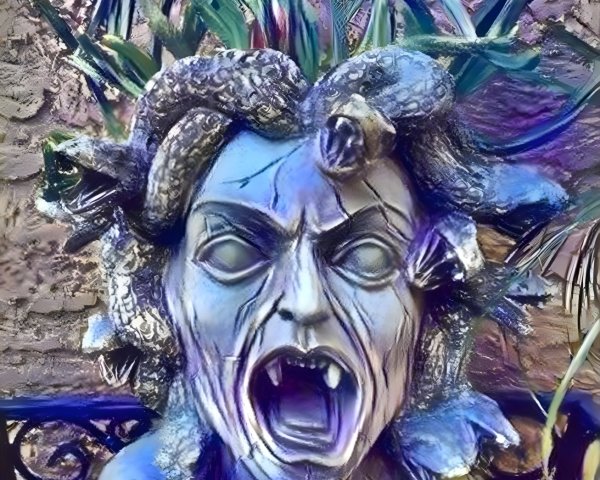 Dramatic Sculpture of a Serpent-Entwined Figure