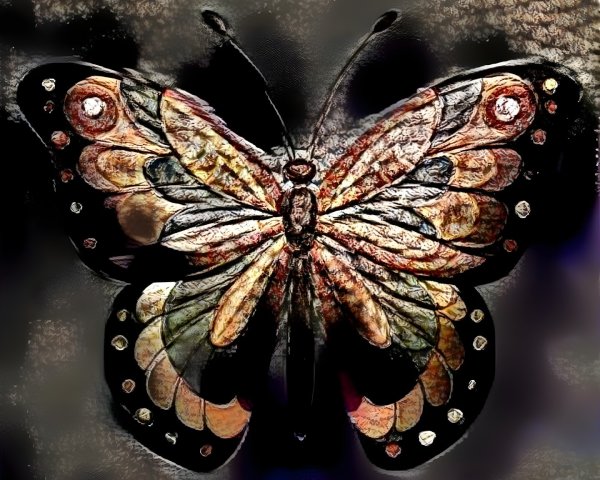 Detailed Butterfly with Vibrant Orange and Gold Colors
