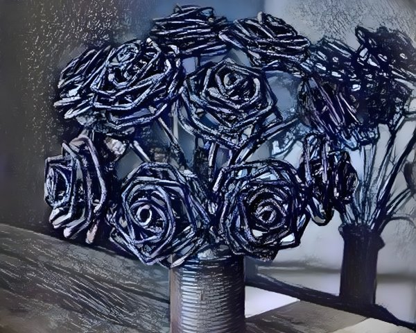 Metal Wire Black Roses in Artistic Bouquet Arrangement