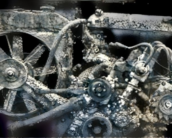 Close-Up of a Rusted, Weathered Engine with Corrosion