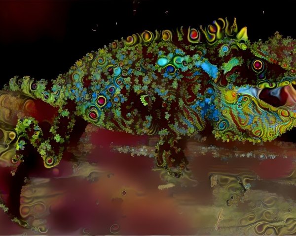 Surreal Lizard with Intricate Patterns and Colors