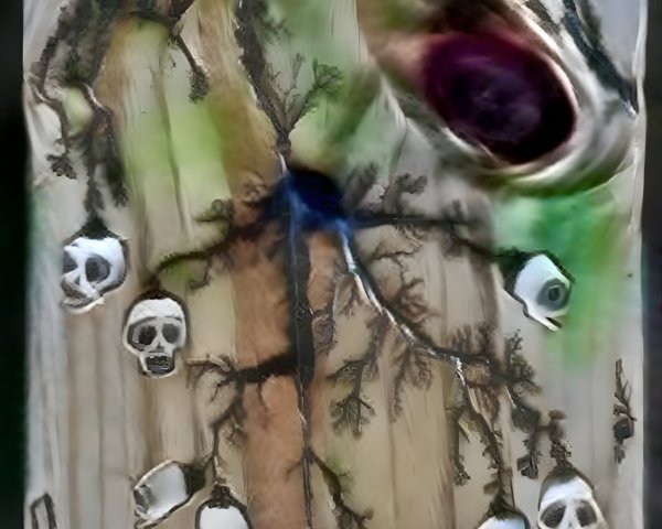 Surreal Tree with Twisted Branches and Skulls