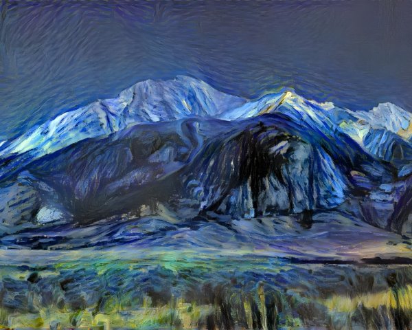Mountainous Landscape with Snow-Capped Peaks and Sky