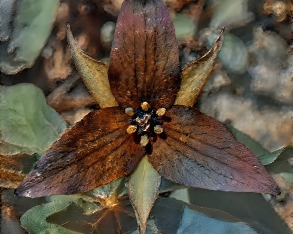Flower with Brown and Bronze Petals and Green Foliage