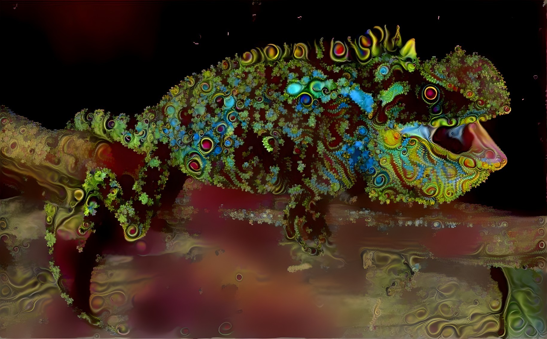 Surreal Lizard with Intricate Patterns and Colors