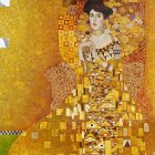 Richly Textured Artwork with Gold Tones and Patterns