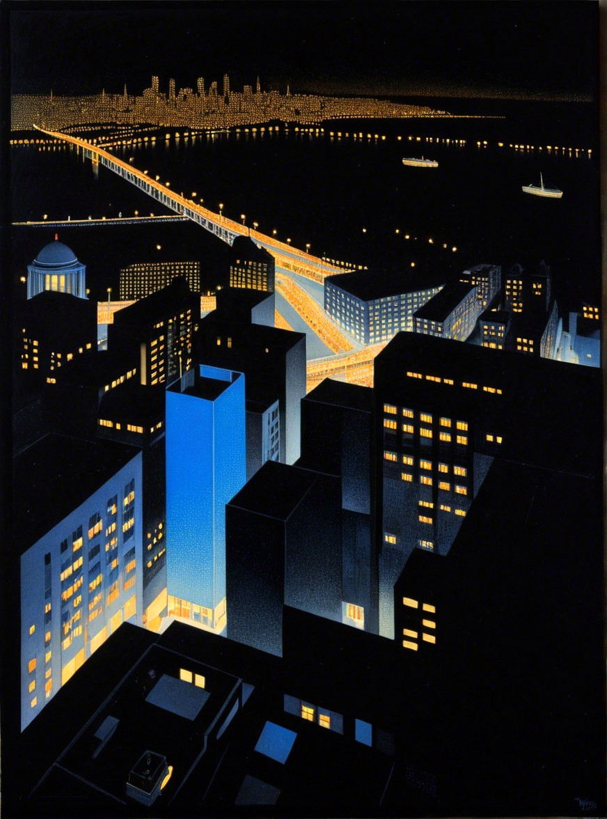 Vibrant Nighttime Cityscape with Illuminated Skyline