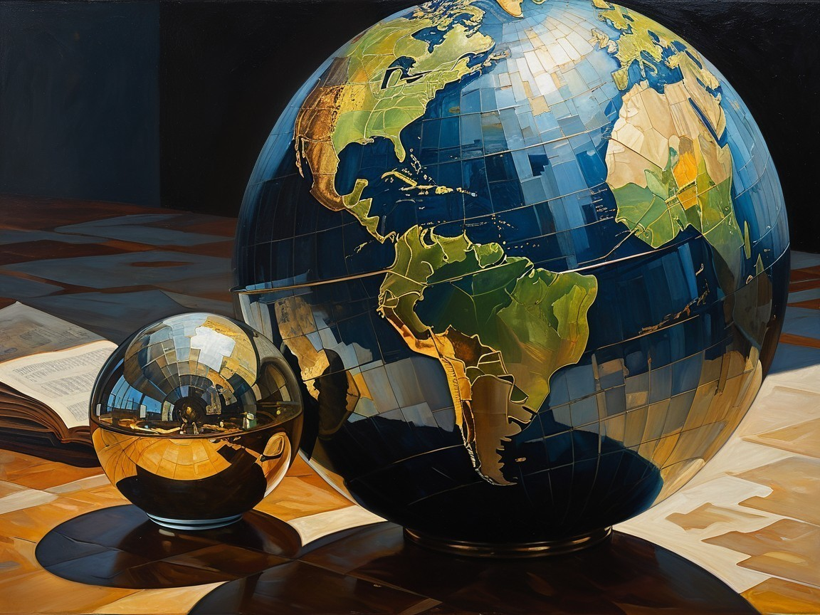 Detailed Globes of North and South America with Book