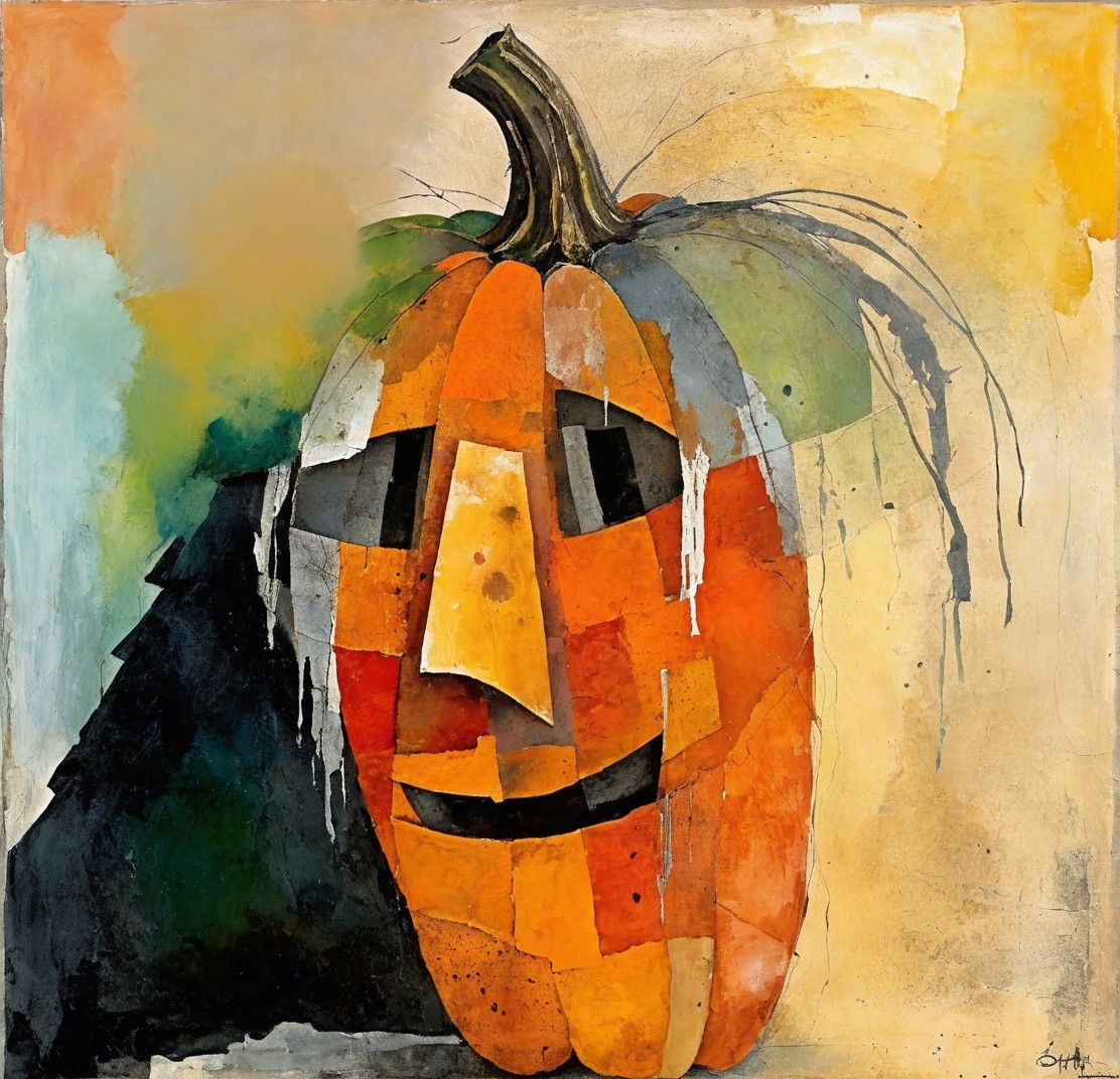 Abstract Pumpkin Art with Geometric Shapes and Colors