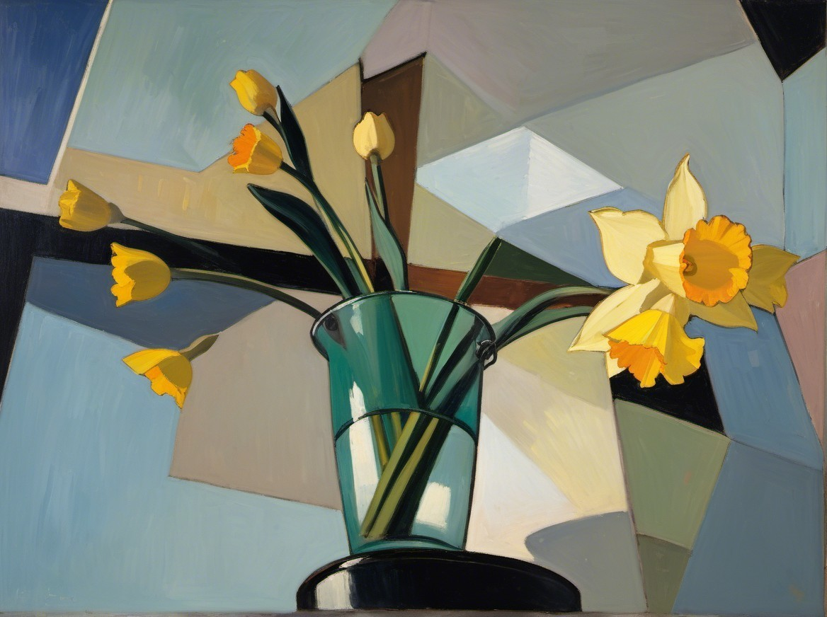 Vibrant Still Life of Yellow Daffodils in Vase