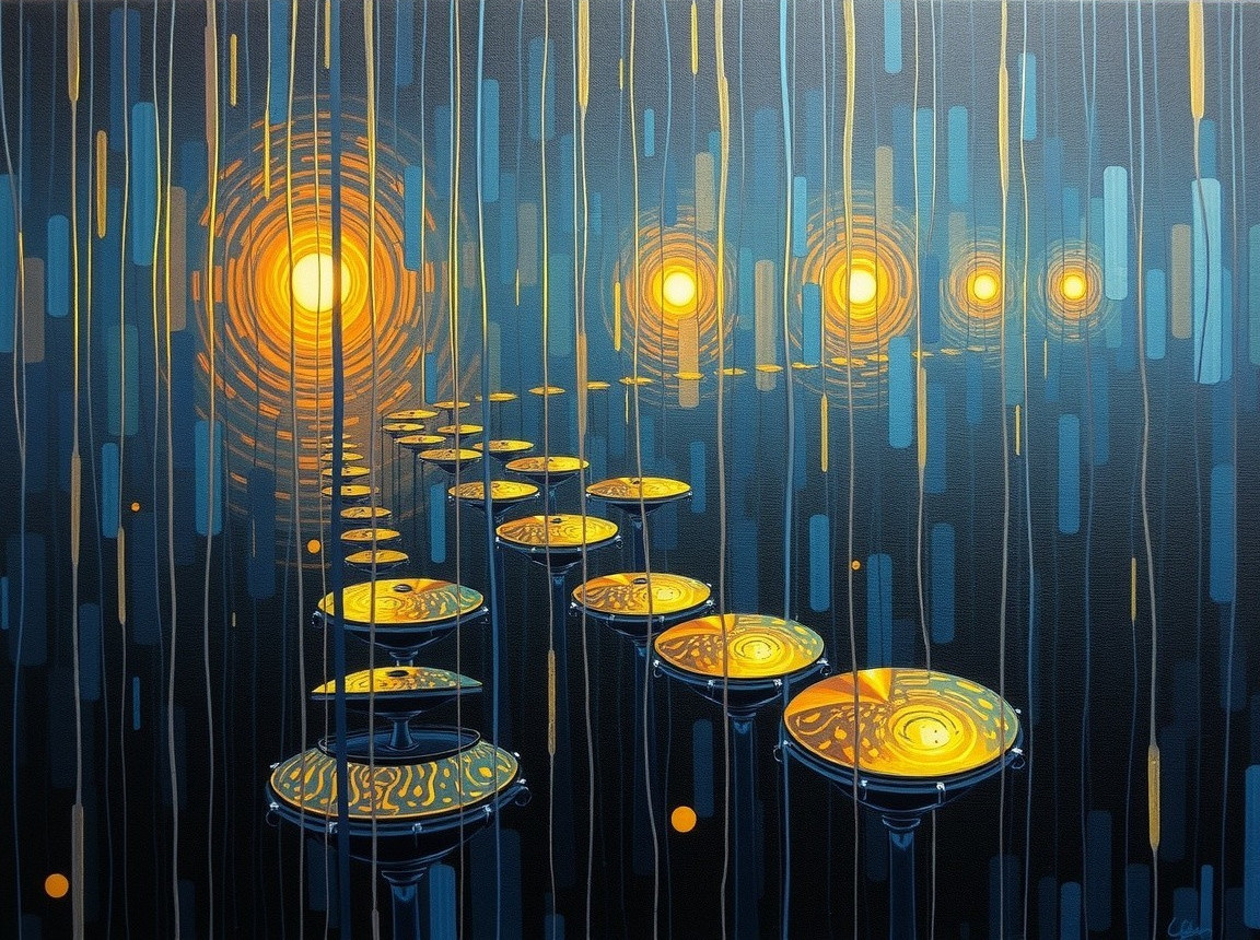 Surreal Pathway with Glowing Orbs and Radiant Light