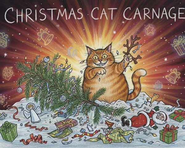 Whimsical Illustration of a Mischievous Ginger Cat